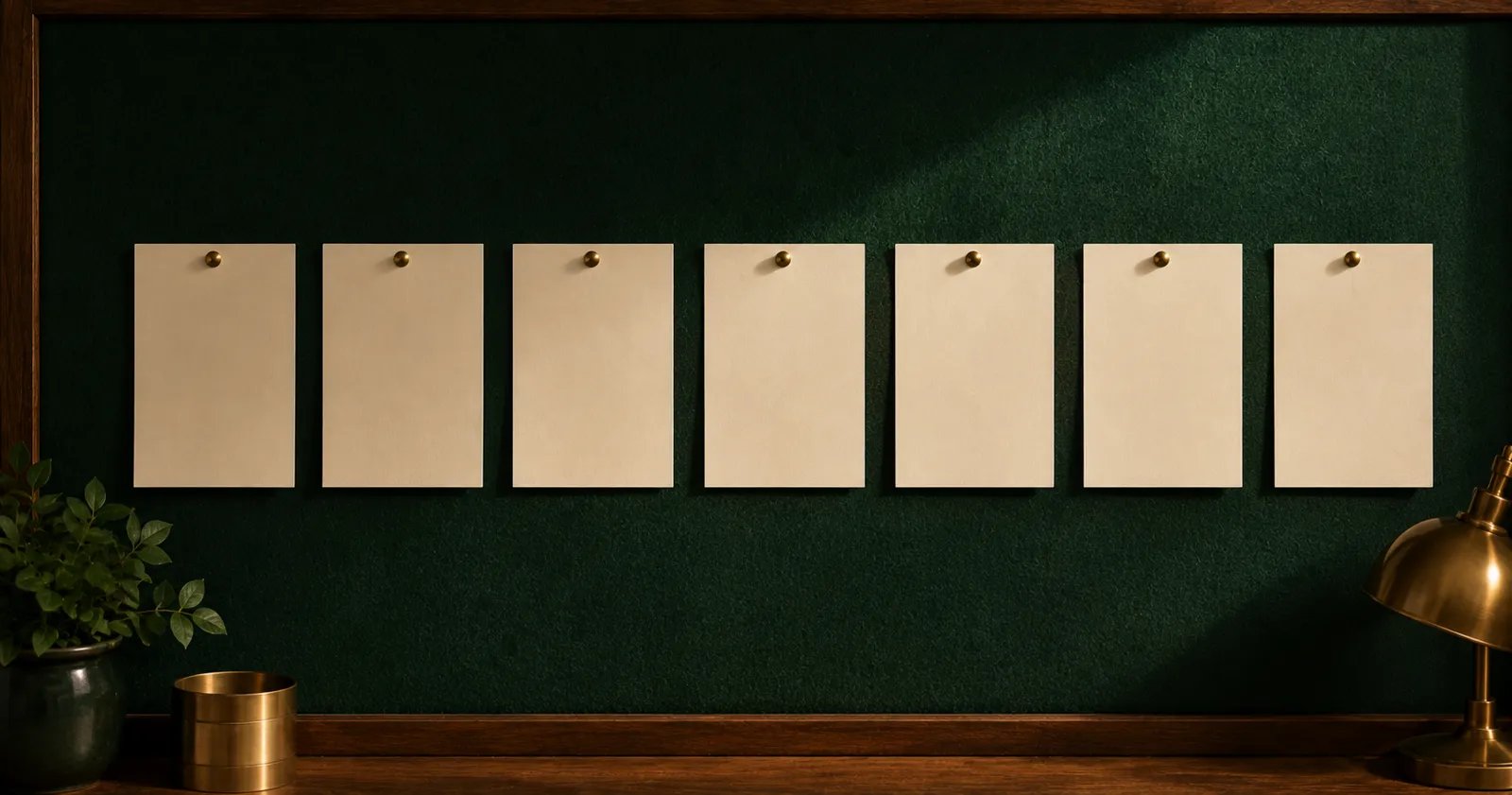 Seven cards in a row representing the stages of a pharmacy sale