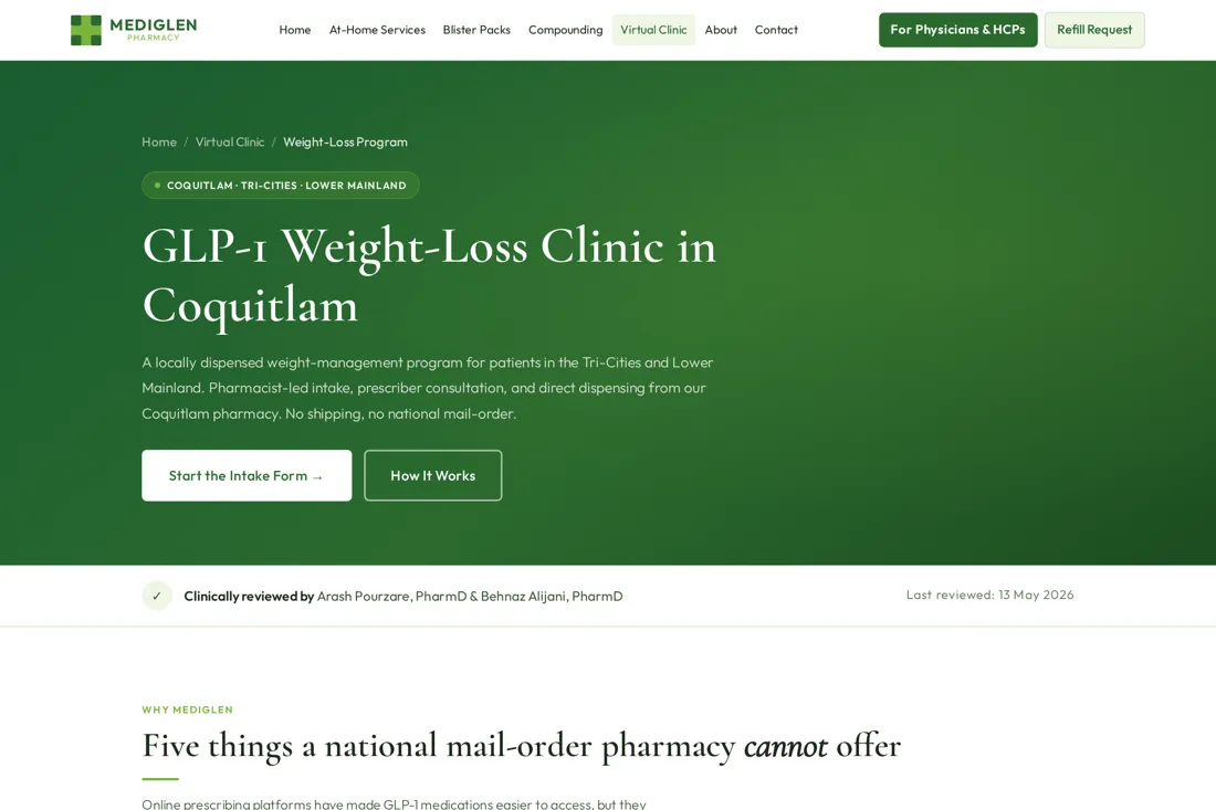 Screenshot of the GLP-1 Weight-Loss Clinic website